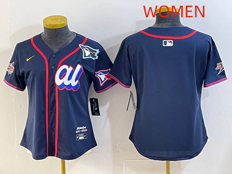 Women 2025 Toronto Blue Jays Blank Drak Blue All star Nike MLB Jersey style 03